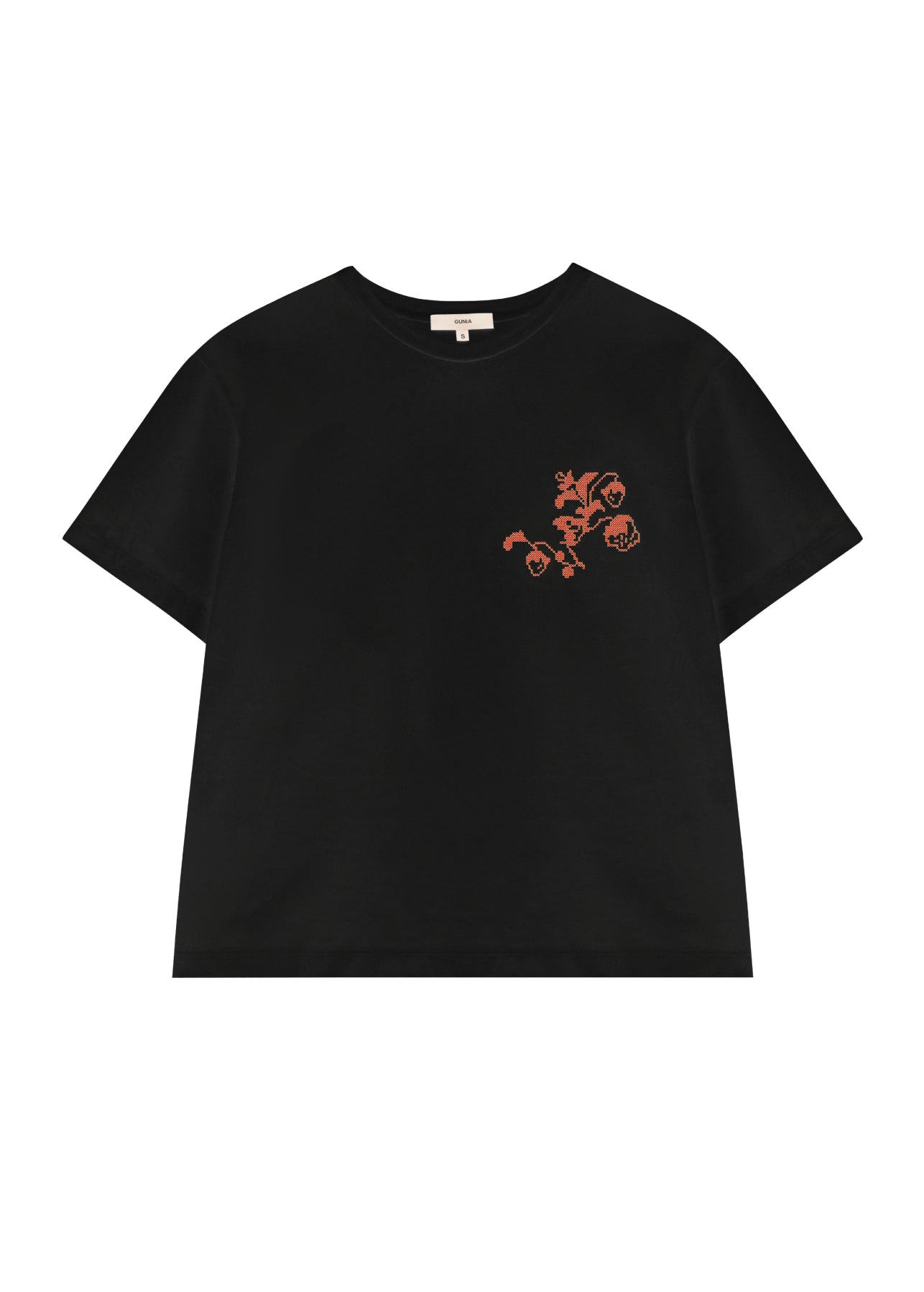 Embroidered GUNIA Jersey T-Shirt Black