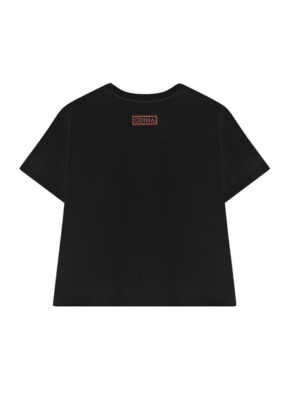 Embroidered GUNIA Jersey T-Shirt Black