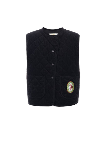 Embroidered Quilted Vest
