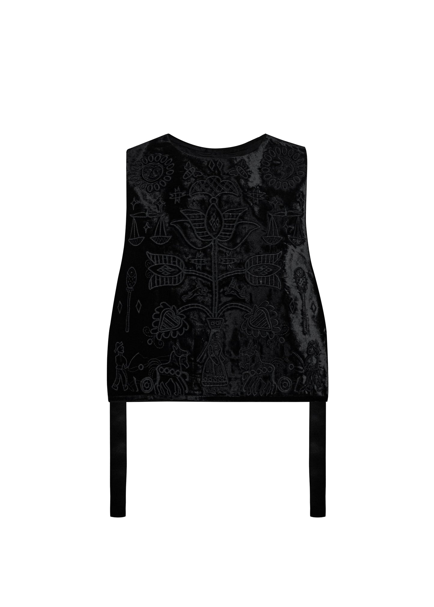 Embroidered Velvet Vest