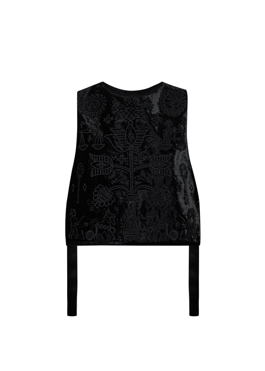Embroidered Velvet Vest