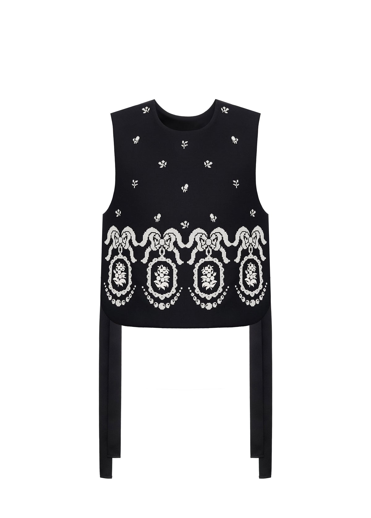 Flowers Embroidered Bib Vest