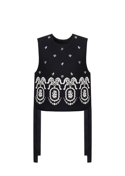 Flowers Embroidered Bib Vest