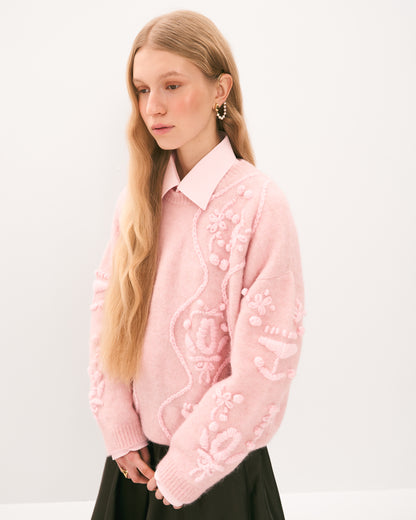 Flowers Sweater in Pink