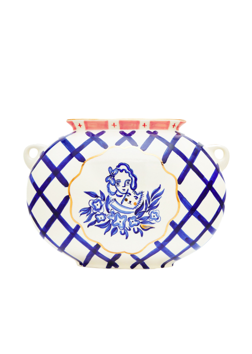 Ceramic vase with the image of a girl